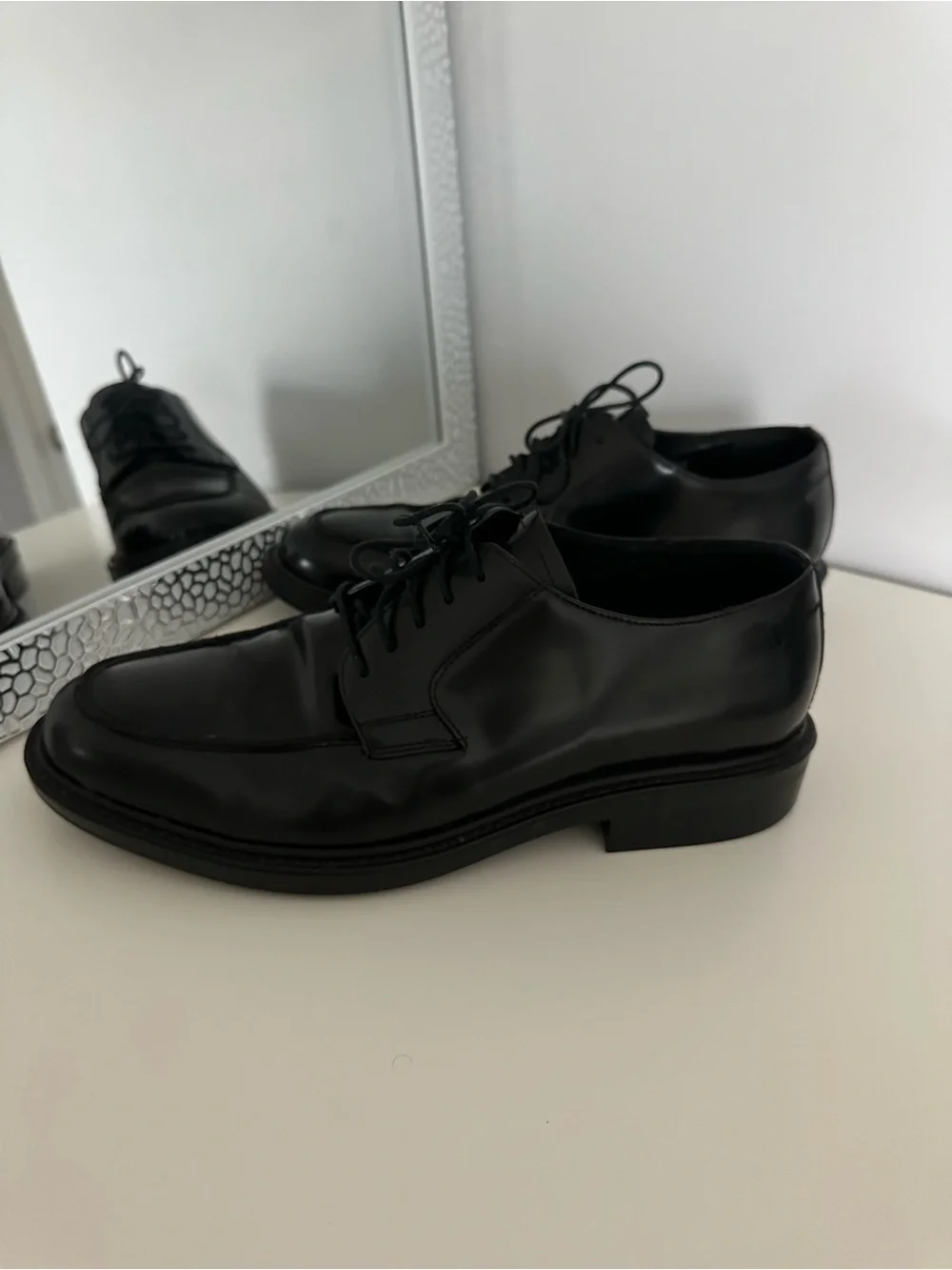 Bostonian Made in Italy Men's Black Leather Derby Shoes - Classic Lace-Up Sz 10